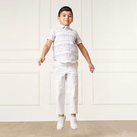 Hope & Henry Boys' Linen Short Sleeve Button Down Shirt