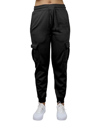 Galaxy By Harvic Women's Heavyweight Loose Fit Fleece Lined Cargo Jogger Pants