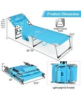 Inolait Folding Beach Lounge Chair with Pillow for Outdoor