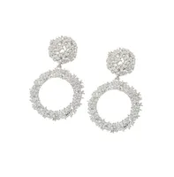 Sohi Women's Silver Textured Metallic Drop Earrings