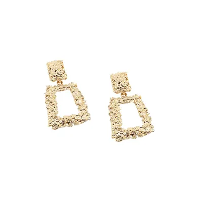 Sohi Women's Gold Textured Geometric Drop Earrings