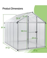 Aoodor 77''x77''x88'' Walk-in Greenhouse Polycarbonate Panel Hobby Greenhouses with Aluminum Frame Heavy Duty with 1 Vent Window & Lockable Door for O