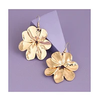 Sohi Women's Gold Metallic Flora Drop Earrings