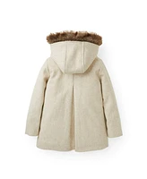 Hope & Henry Girls' Lightweight Hooded Wool Jacket with Trim, Kids