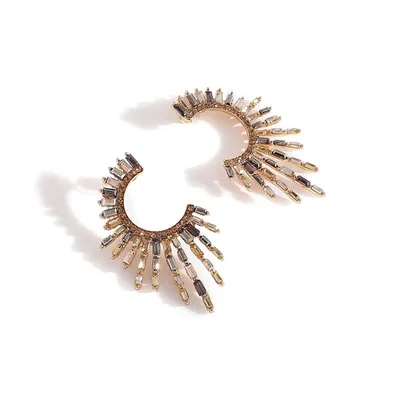 Sohi Women's Gold Embellished Rays Drop Earrings