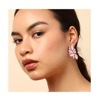 Sohi Women's Pink Embellished Cluster Stud Earrings