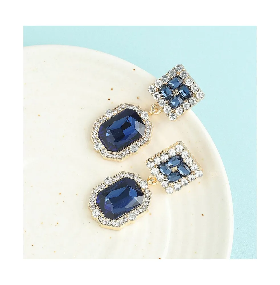 Sohi Women's Blue Crystal Drop Earrings