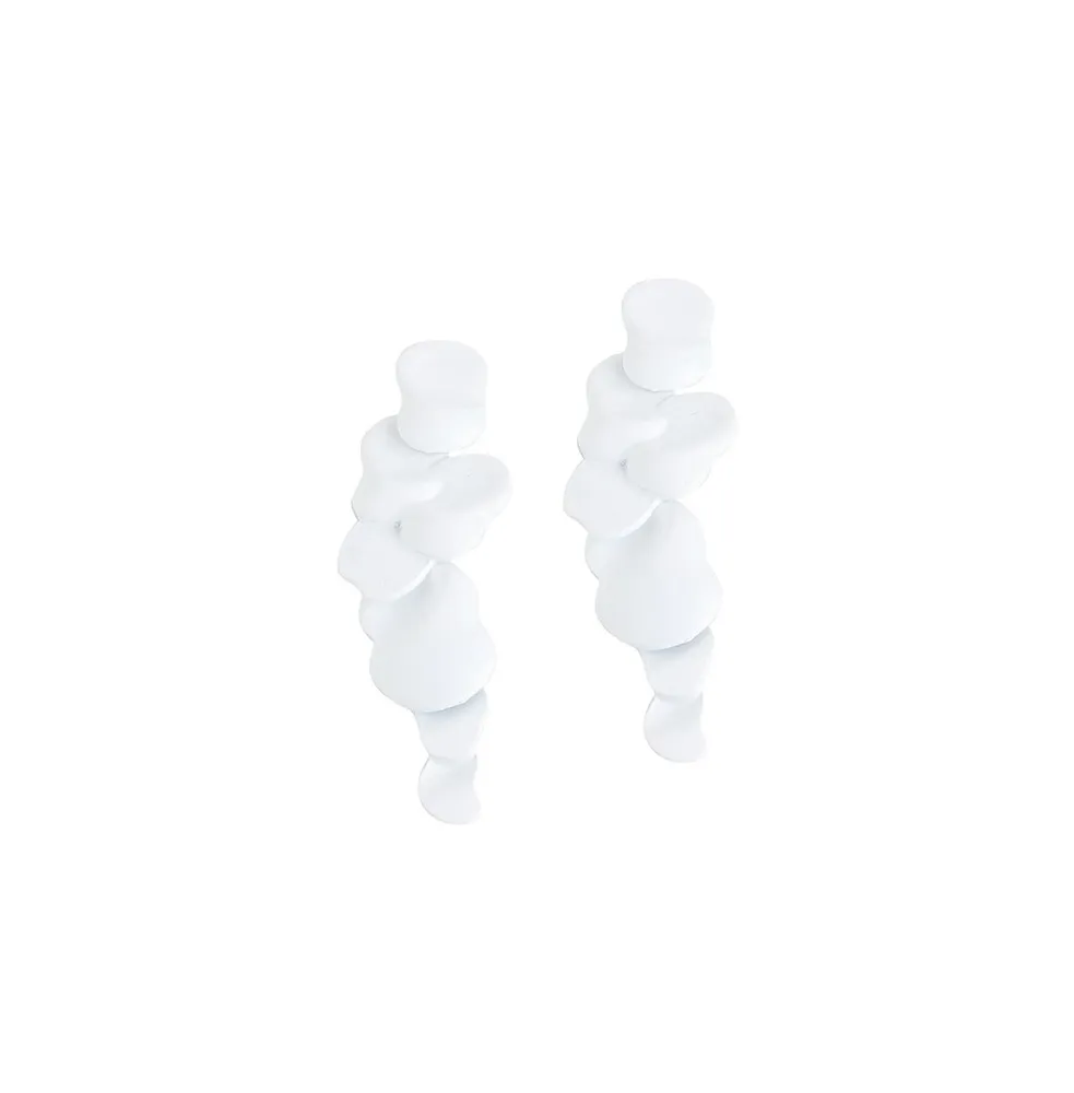 Sohi Women's White Abstract Drop Earrings