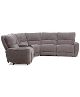 Closeout! Deklyn 116" 5-Pc. Zero Gravity Fabric Sectional with 3 Power Recliners & 1 Console, Created for Macy's