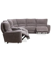 Closeout! Deklyn 129" 6-Pc. Zero Gravity Fabric Sectional with 3 Power Recliners & 1 Console, Created for Macy's