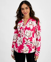 I.n.c. International Concepts Women's Print Zip-Pocket Top, in Regular & Petite, Created for Macy's