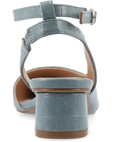 Journee Collection Women's Keefa Ankle Strap Slingback Heels