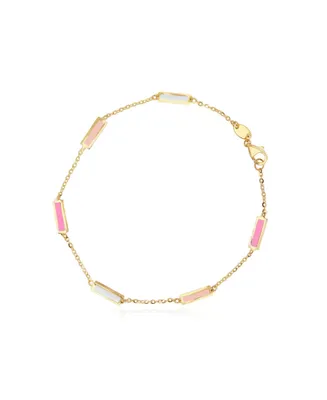 The Lovery Pink Mixed Bar Chain Bracelet 14K Gold