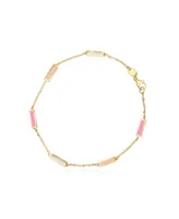 The Lovery Pink Mixed Bar Chain Bracelet 14K Gold