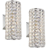 Cesenna Modern Wall Sconces Lighting Set of 2 Chrome Hardwired 4 3/4" Wide Fixture Crystal Cylinder Shade for Bedroom Bathroom Bedside Living Roo