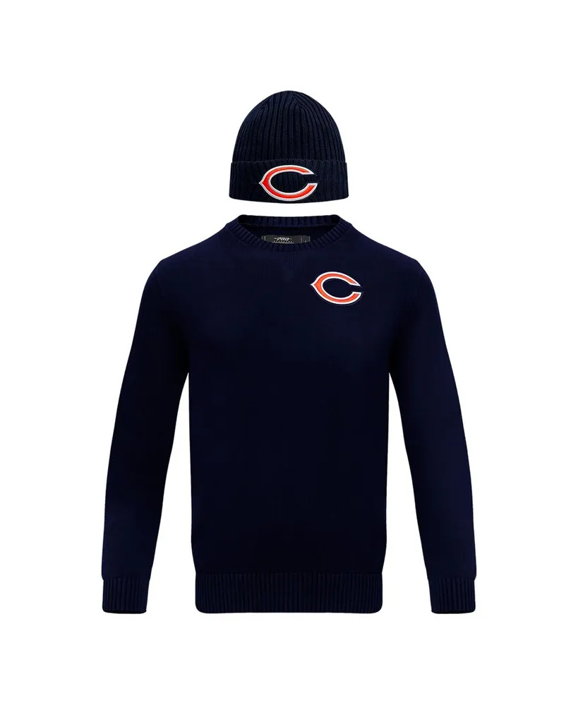 Men's Pro Standard Navy Chicago Bears Crewneck Pullover Sweater and Cuffed Knit Hat Box Gift Set