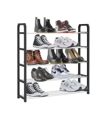 5-Tier Stackable Shoe Rack, 15-Pair Sturdy Shoe Storage Shelves
