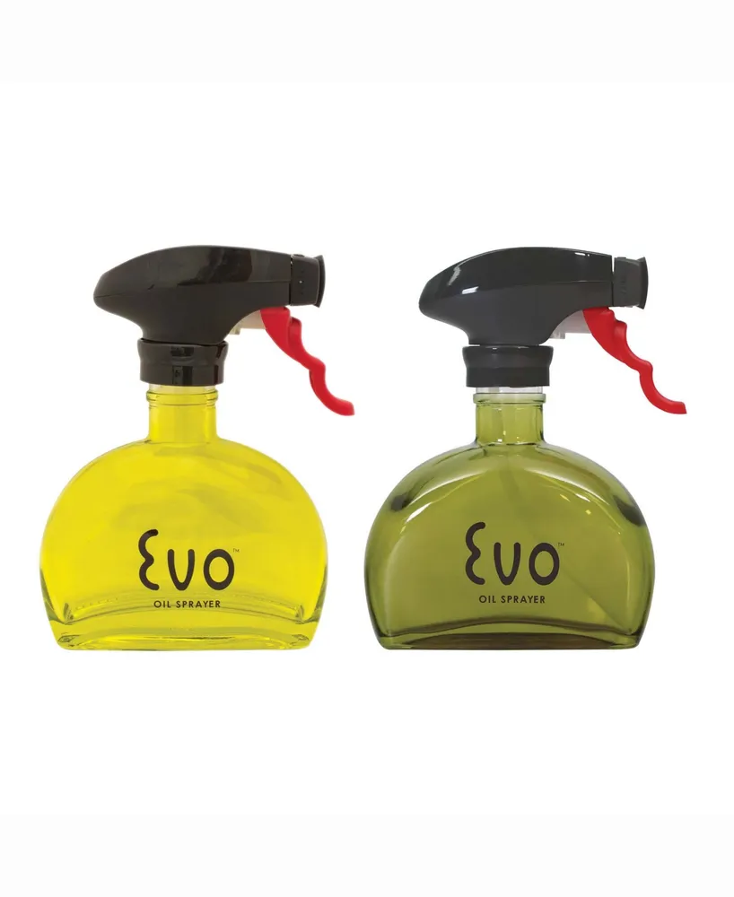 Evo Holds 6-ounces Glass Oil Sprayers, Non-Aerosol for Olive Oil, Cooking Oils, and Vinegars, Set of 2