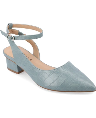 Journee Collection Women's Keefa Ankle Strap Slingback Heels