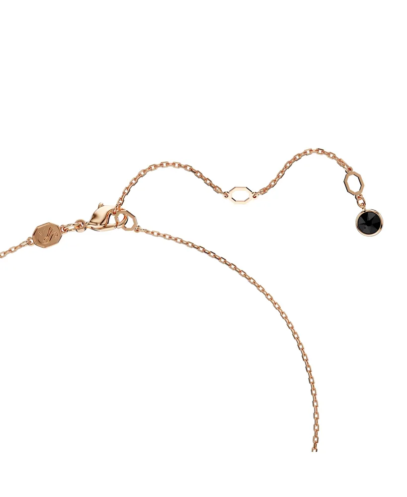 Swarovski Swan, Small, Black, Rose Gold-Tone Iconic Swan Pendant Necklace