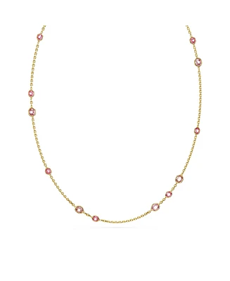 Swarovski Round Cut, Pink, Gold-Tone Imber Strand Necklace