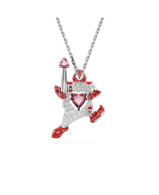 Swarovski Playing Card, Red, Rhodium Plated Alice In Wonderland Pendant Necklace