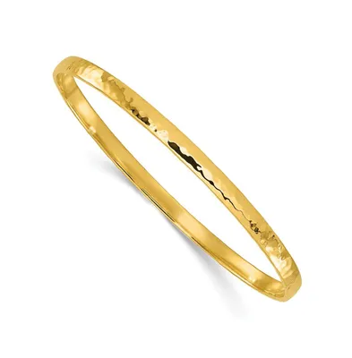 18k Gold Solid Hammered Slip-on Bangle Bracelet