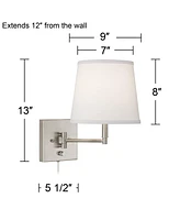 Lanett Modern Swing Arm Wall Lamps Set of 2 Brushed Nickel Plug