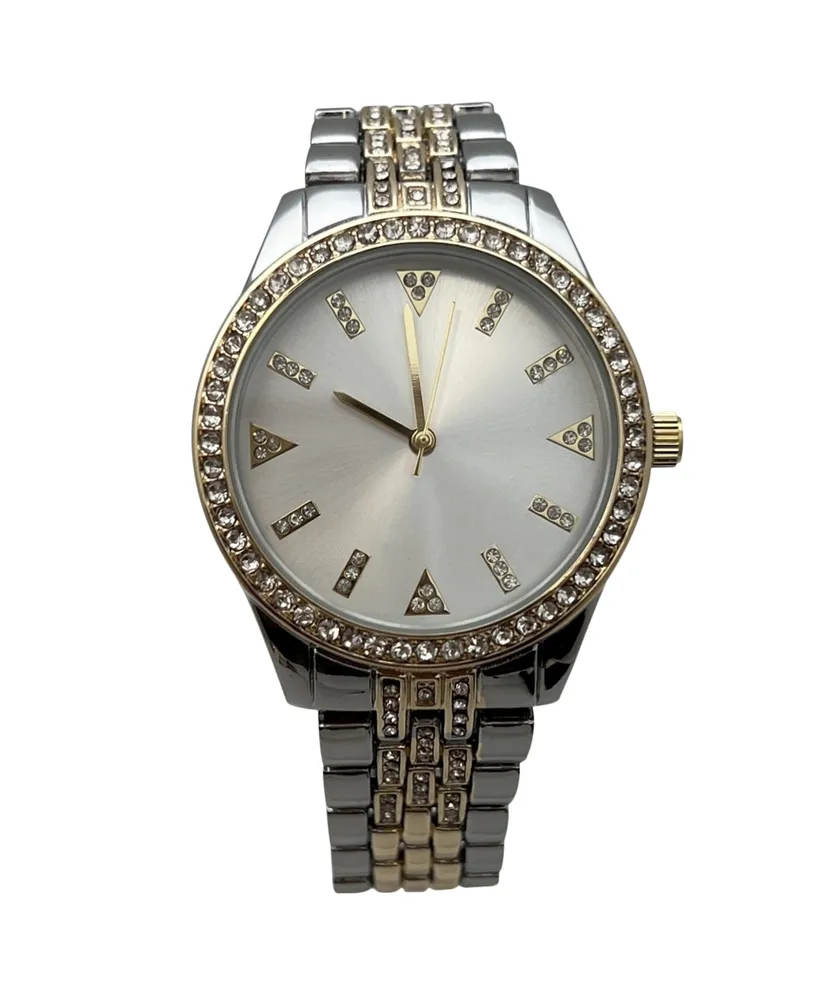 Olivia Pratt Two Tone Rhinestones Metal Band Women Watch