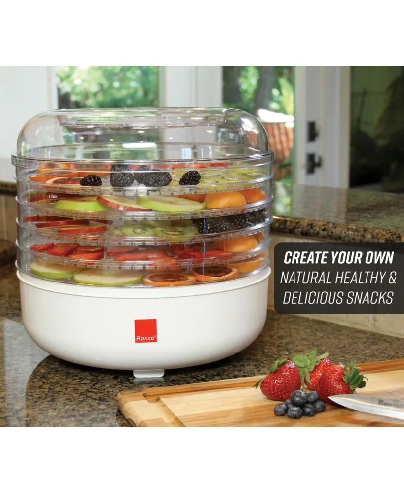 Ronco 5-Tray Dehydrator, Food Preserver, Quiet Dehydrating and Easy to Use, Dehydrate and Preserve Fruit, Vegetables, Meat, Herbs and More