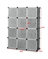 12-Cube Storage Organizer Portable Wardrobe Closet Shoe Rack with Doors