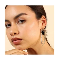 Sohi Women's Black Teardrop Chain Drop Earrings