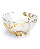 Godinger Signature Collection Bird Glass Bowl with Brass Base with Intertwined Gold-Tone Accents on Glass