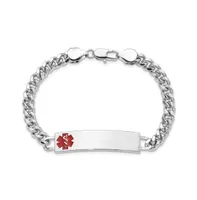 Stainless Steel Red Epoxy Medical Id 8" Engravable Bracelet