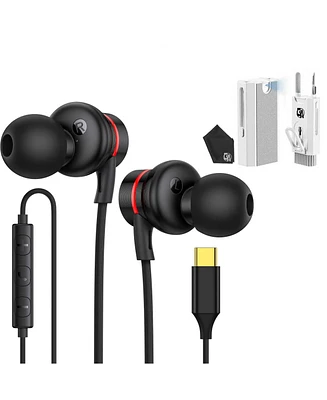 Usb Type C Earphones Wired Ear buds Magnetic Noise Canceling in-Ear Headset with Microphone