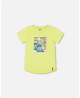 Boy Organic Cotton T-Shirt With Sneaker Print Lime - Toddler|Child