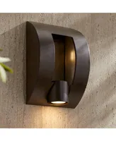 Modern Industrial Outdoor Wall Light Ada Compliant Fixture Brown Bronze 12" Framed Slate Down light for Exterior House Porch Patio Outside Deck Garage