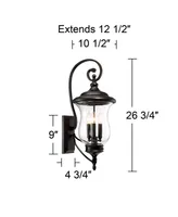 Carriage Traditional Outdoor Wall Light Fixture Led Dimmable Bronze 26 3/4" Clear Seedy Glass for Exterior House Porch Patio Outside Deck Garage Yard