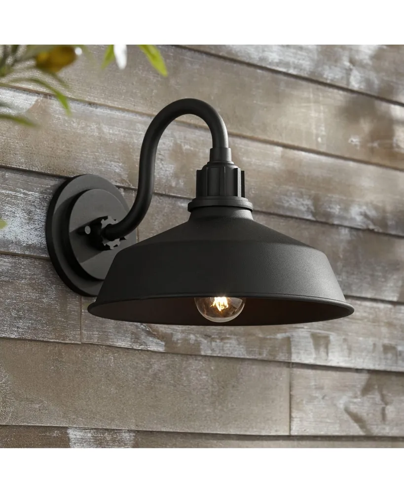 Arnett Rustic Urban Barn Outdoor Wall Light Fixture Smooth Black Aluminum 10 1/2" Gooseneck Arm for Exterior House Porch Patio Outside Deck Garage Yar