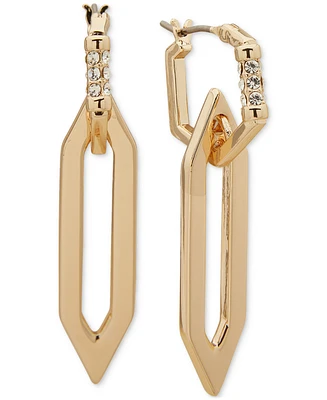 Karl Lagerfeld Paris Geometric Link Charm Pave Hoop Earrings