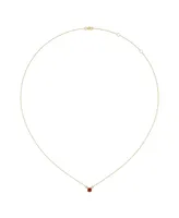 LuvMyJewelry Cushion Garnet Gemstone Round Natural Diamond 14K Yellow Gold Birthstone Necklace