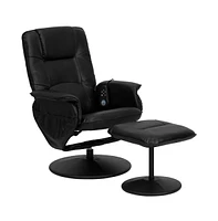 Massaging Multi-Position Recliner With Deep Side Pockets And Ottoman With Wrapped Base