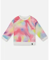 Girl Long Sleeve Mesh Top Rainbow Print