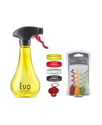 Evo Holds 12-ounces Oil Sprayer and Accessories, Non-Aerosol for Olive Oil, Cooking Oils, and Vinegars, 9-Piece Set