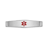 14k White Gold Epoxy Enameled Medical Id Ctr Soft Diamond Shape Plate Bracelet