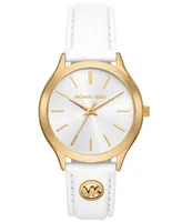 Michael Kors Women's Slim Runway Three-Hand Leather Watch 38mm