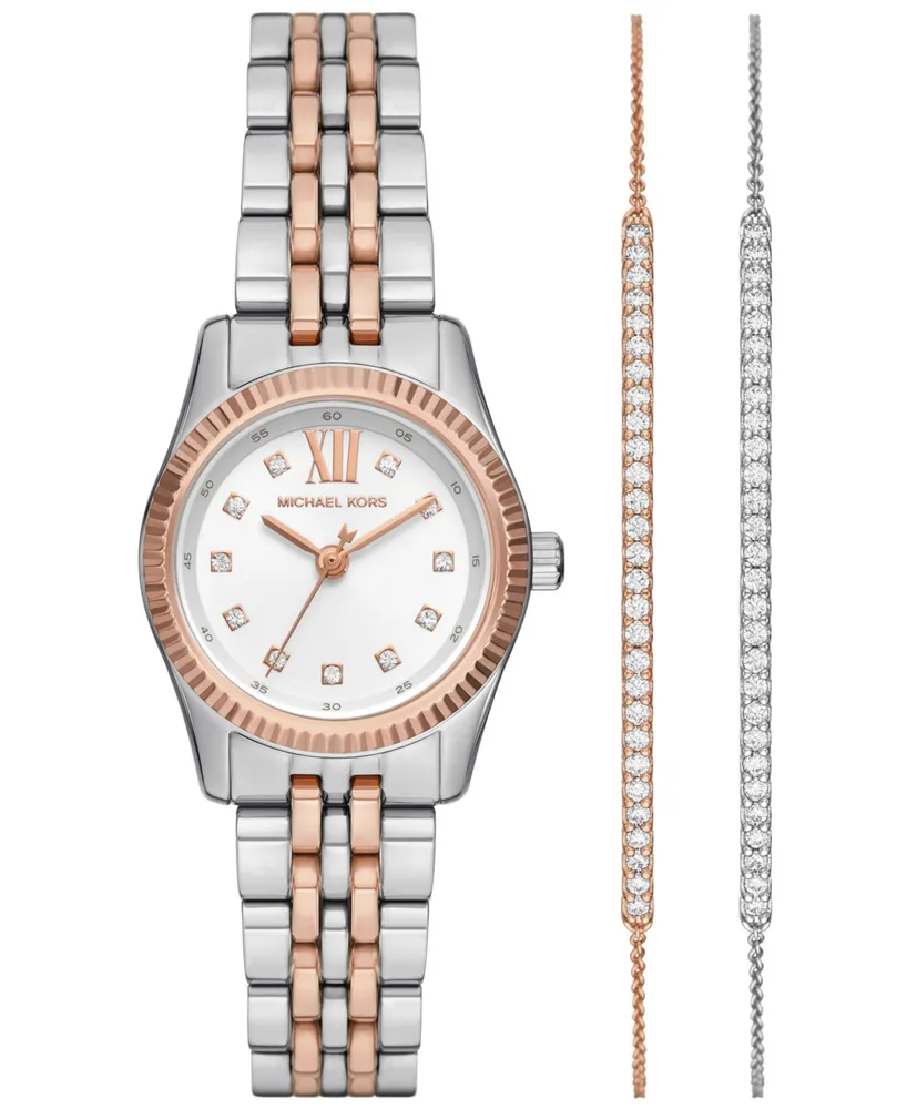 Michael Kors Women's Lexington Three-Hand Two-Tone Stainless Steel Watch and Bracelets Gift Set 26mm