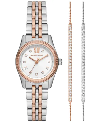 Michael Kors Women's Lexington Three-Hand Two-Tone Stainless Steel Watch and Bracelets Gift Set 26mm