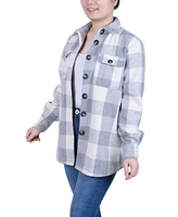 Ny Collection Women's Long Sleeve Twill Shirt Jacket