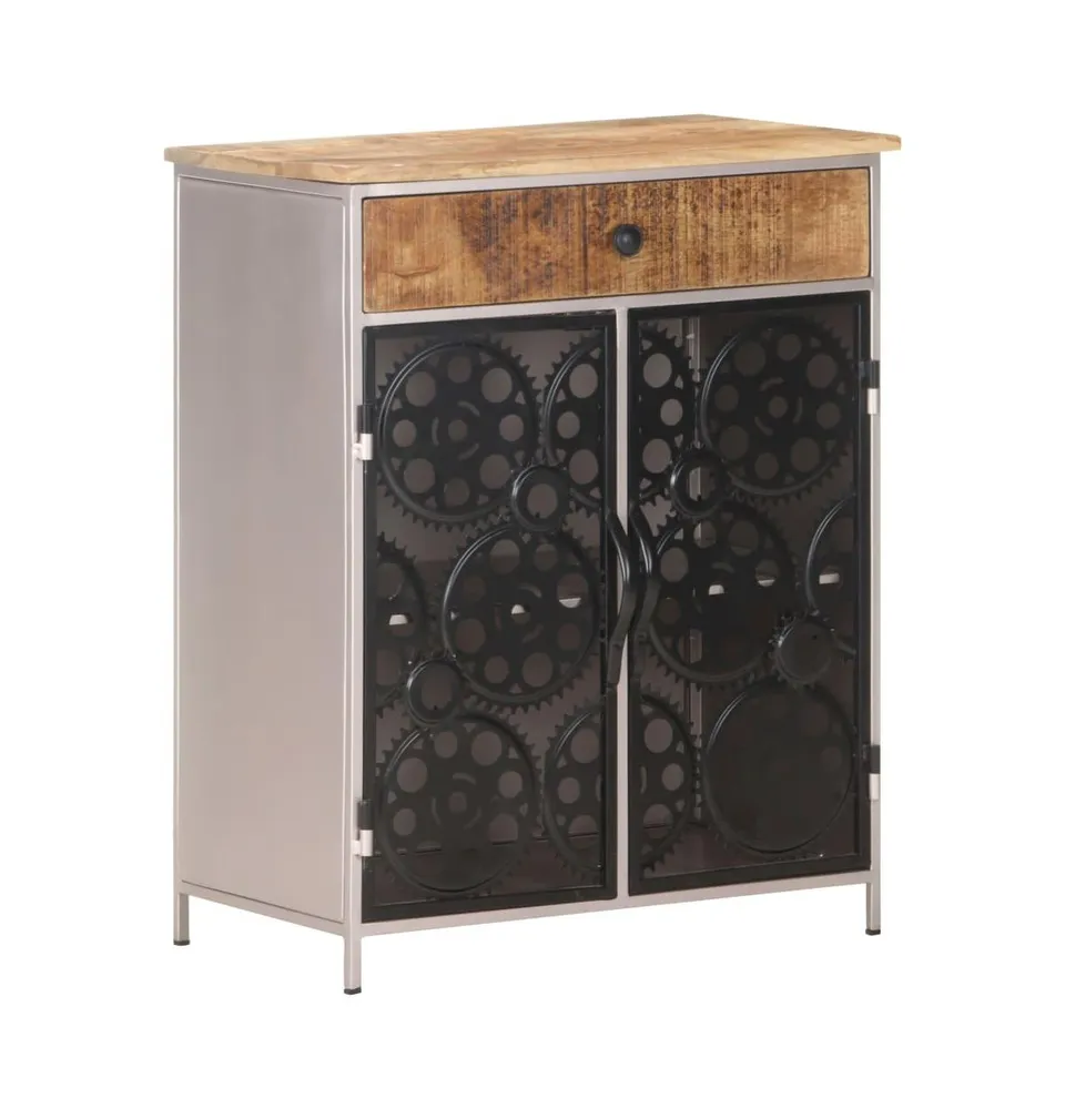 Sideboard 23.6"x13.8"x29.5" Rough Mango Wood & Iron